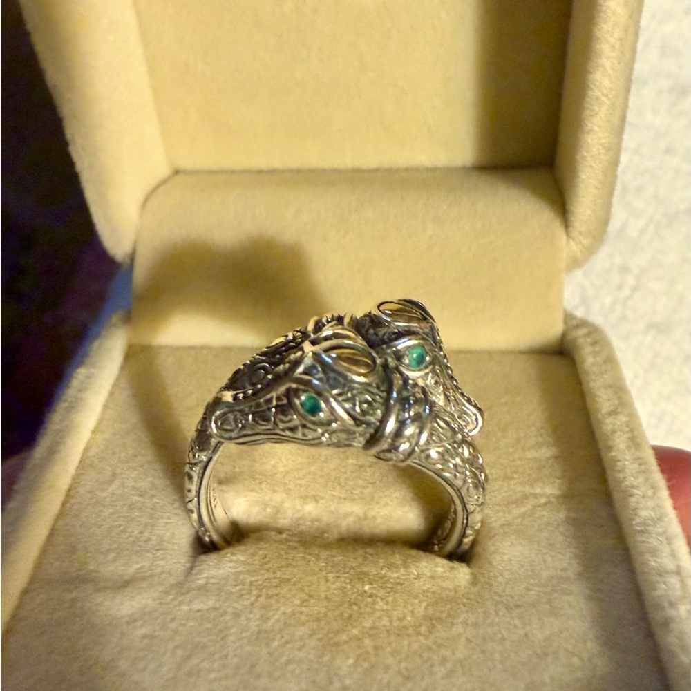 JAI by John Hardy Sterling Silver/ 14K Crocodile Bypass Ring -size 7